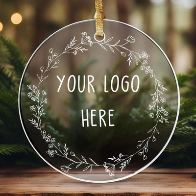 Custom Acrylic Logo Ornament Clear Round Hanging Gift Tag