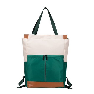 Convertible Nylon Colorblock Backpack Tote Laptop Bag