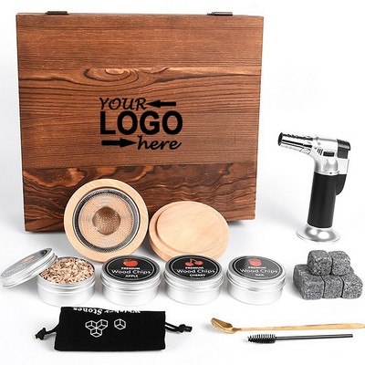 18-Piece Whiskey Cocktail Smoker Kit with Wooden Box