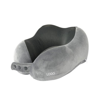 Crystal Velvet Memory Foam Travel Pillow Adjustable U-Shaped Neck Support for Airplanes & Road