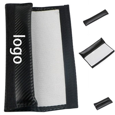 Textured Leather Car Seat Belt Shoulder Cover With Soft Padding And Hook And Loop