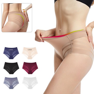 Summer Ice Silk High Elastic Mid-Waist Women's Briefs
