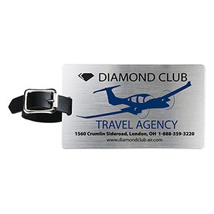 "Mustang" Brushed Aluminum Slip-in Pocket Luggage Bag Tag