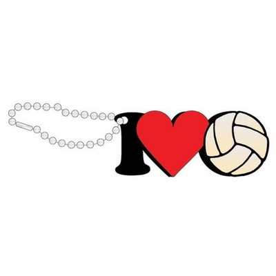 I Love Volleyball Promotional Key Chain w/ Black Back (8 Square Inch)