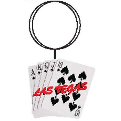 Spades Royal Flush Key Chain w/Clear Mirrored Back (4 Square Inch)