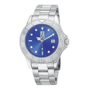 Unisex Stainless Steel Watch with Date and Blue Dial