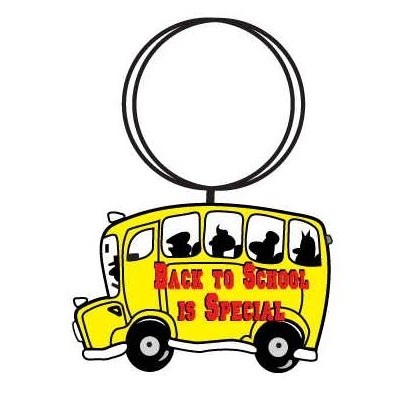 School Bus w/Slogan Keychain w/Mirrored Back (12 Square Inch)