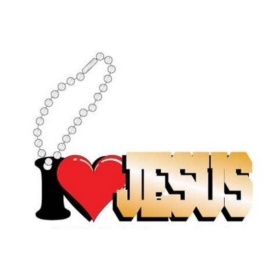 I Love Jesus Promotional Key Chain w/ Black Back (12 Square Inch)