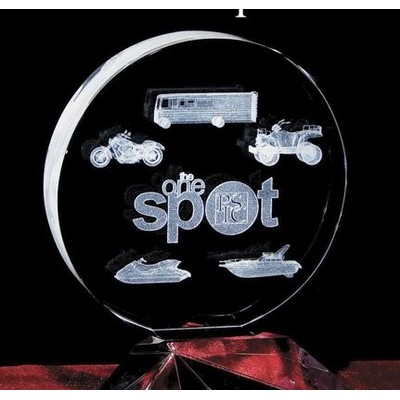 Custom Crystal Image in Rising Moon Plaque w/3D Logo/ Text (6")