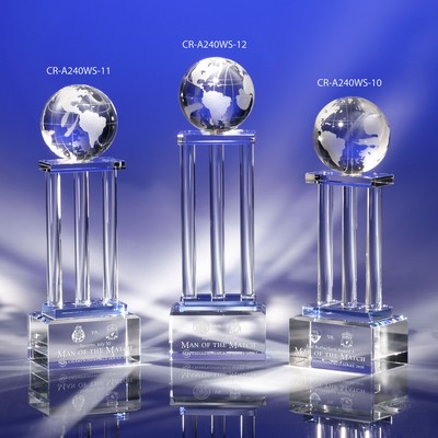 Triple Hold on The World Crystal Globe Award 11-1/2"H