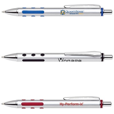 Click Action Pen w/ Perforated Rubber Grip