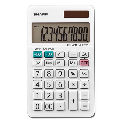 Sharp® EL377WB 10 Digit Twin Power Calculator W/ Glass Top