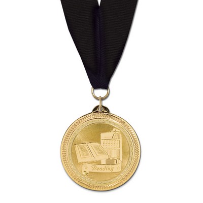 Reading Brite Laser Medal w/Grosgrain Neck Ribbon (2")