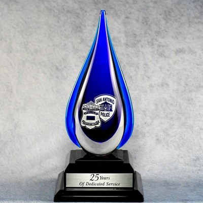 Blue Crystal Teardrop with Black Base