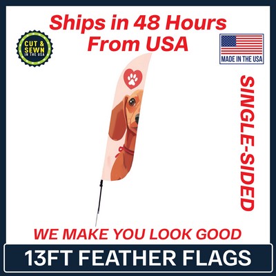 13' Feather Flag - Single Sided w/Spike Base - Made in the USA