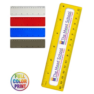 Union Printed - Frosted Colored 6" Ruler with standard and metric measurement units - Full Color