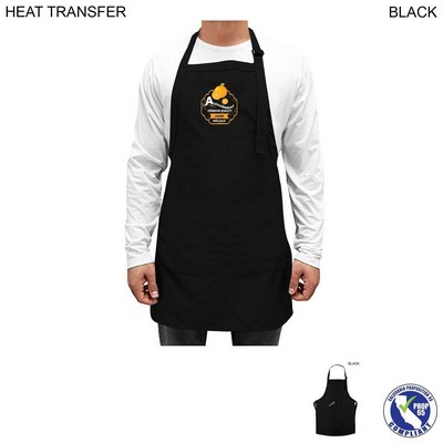 Twill Bib Apron, (25"x28"), 2 Pockets, Adjustable Neck, Heat Transfer Logo, In Stock