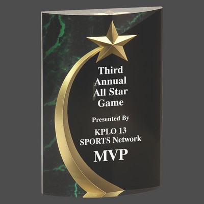 Green Marble Rounded Shooting Star Acrylic Award (7¾")
