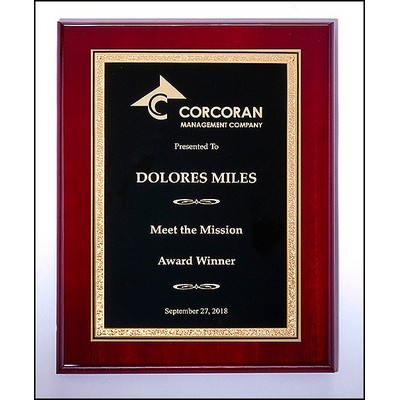 Airflyte® Rosewood High Lustr™ Plaque w/Black Center & Gold Florentine Border (7"x 9")