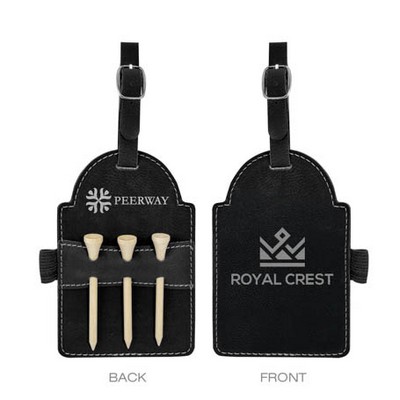 Black/Silver Golf Bag Tag with Tees