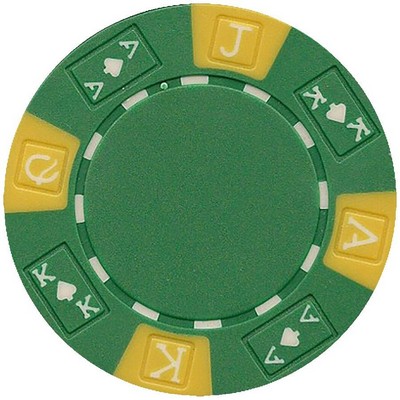 11.5 Gram Abs Ace King Tri Color Green Poker Chips - Blank