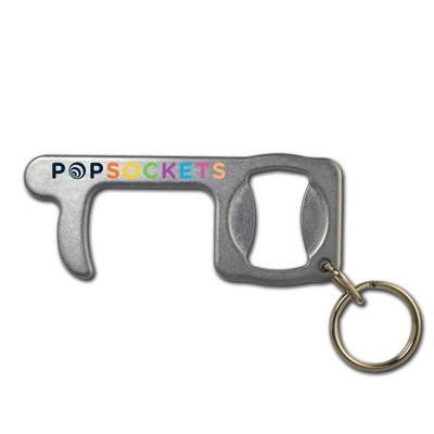 Touchless door opening and button pressing tool with bottle opener