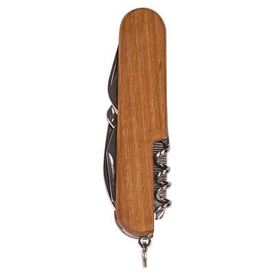 Wooden 8 Function Multi Tool Pocket Knife