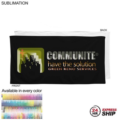 24 Hr Express Ship - Colored Plush Velour Terry Cotton Blend Beach Pool Towel, Sublimated, (24"x48")