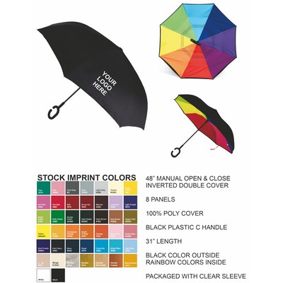 48" Arc manual open/close, inverted/double cover - rainbow inside 4/13/26 DISCONTINUED