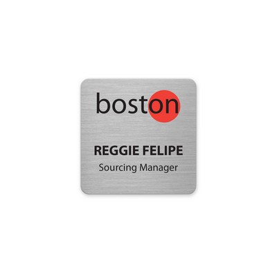 Printed Square Metal Name Badge PIN Fastener - Square (SQ) 1.62" x 1.62"