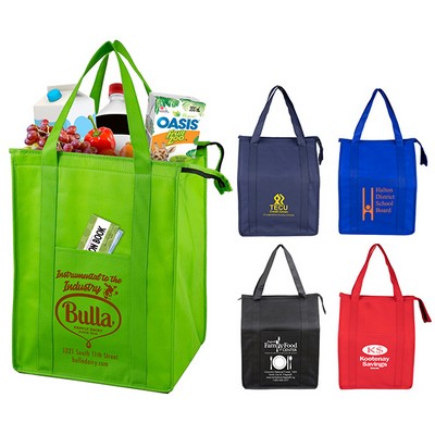 12"W x 16"H x 10"Gusset - "SUPER COOLER" Large Insulated Cooler Zipper Tote Bag