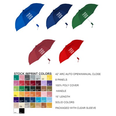 42" Arc Auto Open -Prepack Assortment Umbrella - solid colors / ON SALE 4/25/26
