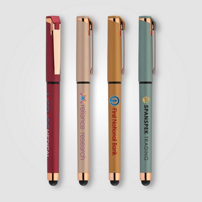 Islander Softy Rose Gold Metallic Designer Gel Pen w/ Stylus - Full-Color Inkjet