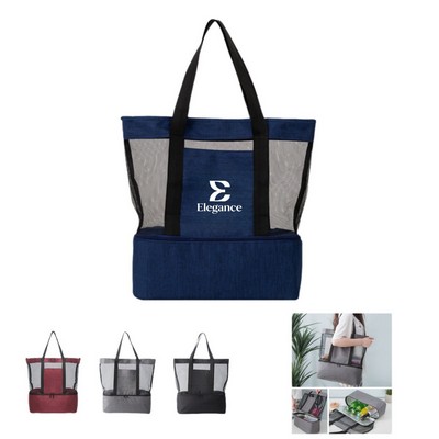 Oversized Mesh Beach Tote Bag with Wet/Dry and Cooler Compartment