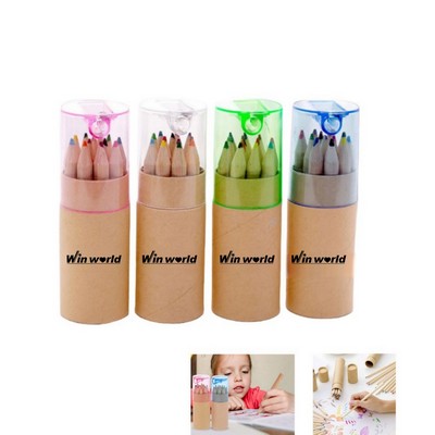 12 Piece Colored Pencil Set in Tube with Sharpener