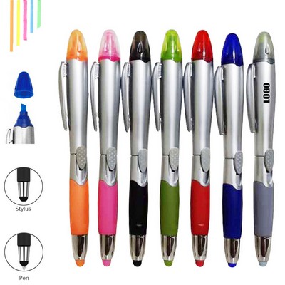 Pen with Highlighter and Stylus