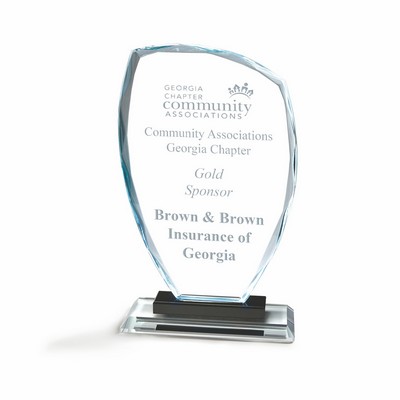 Slant Top Glass Award with Black Riser (5 1/4"x8 3/4")