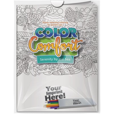 "Serenity by the Sea (Sea Shells & Beaches)" Color Comfort & 6-Pack of Colored Pencil (Imprinted)