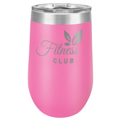 Pink Polar Camel™ 16 oz Stemless Wine Tumbler with a Clear Lid