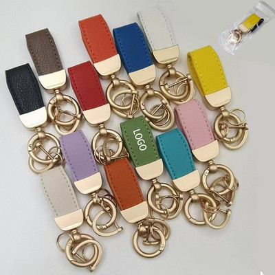 Leather Keychain Accessories Metal Car Key Chain Ring