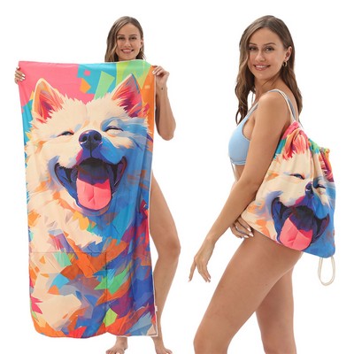 2" 1 Foldable Microfiber Beach Towel Backpack