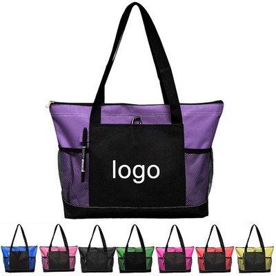 CUSTOM Zipper Tote Bag with pockets