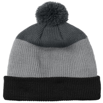 Port Authority Cozy Striped Pom Beanie
