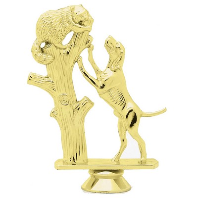 5" Gold Plastic Coonhound in Tree Trophy Figure