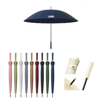 24-Rib Windproof Fiberglass Auto-Open Umbrella