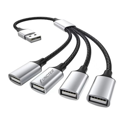 4" 1 USB Splitter Cable, Portable USB Hub for Computer w/ 1 m Extension Cable