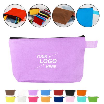 Small Cosmetic Pouch Zipper Handbag Student Stationery Pencil Case Canvas Storage Bag