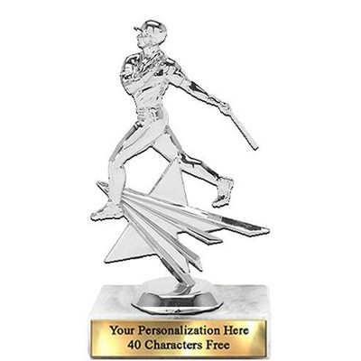 Trophy 7", 2X3 White Marble Base, Star Figure Baseball