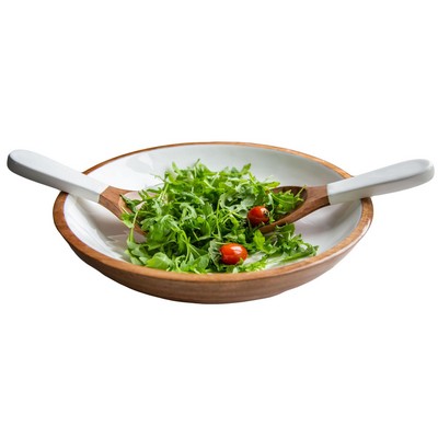 Jeanne Fitz Wood + White Collection Large Salad Bowl & Servers Set