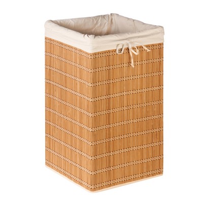 Honey-Can-Do Square Bamboo Wicker Hamper W/ Canvas Bag